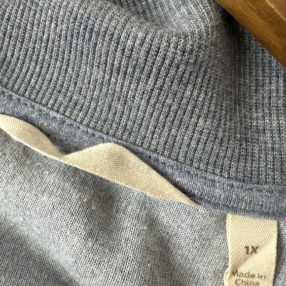 Soft Surroundings Sweatshirt Womens 1X Blue 1/4 Zip Mock Neck Terry Textured - Picture 6 of 11